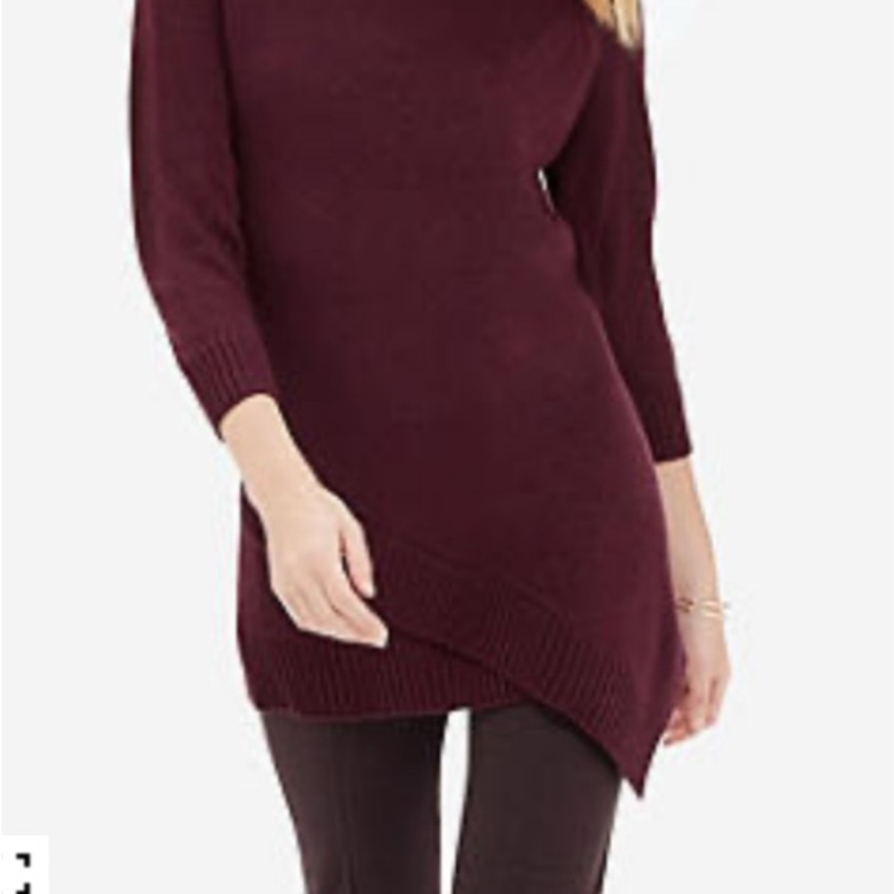 The Limited Maroon Asymmetrical Tunic Sweater